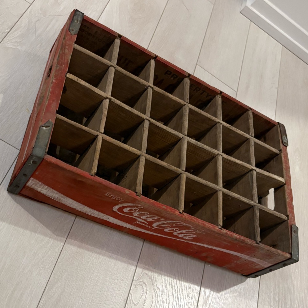 Vintage Coca-Cola Red Wooden Storage Crate